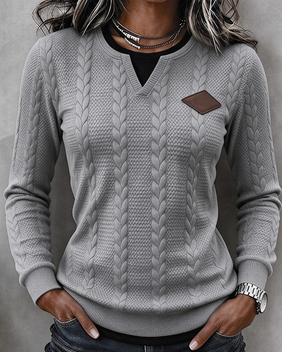 Top V-Hals Casual Lange Mouw