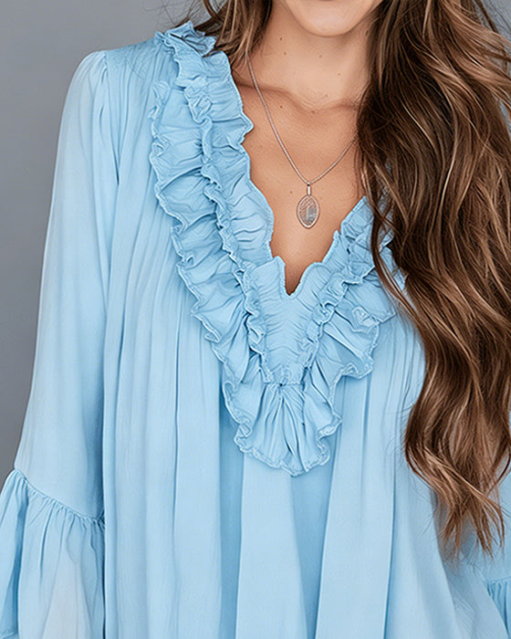 Blouse Elegante V-Hals Ruffle