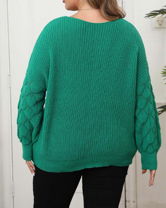 Pullover Pofmouw V-Hals Gebreid