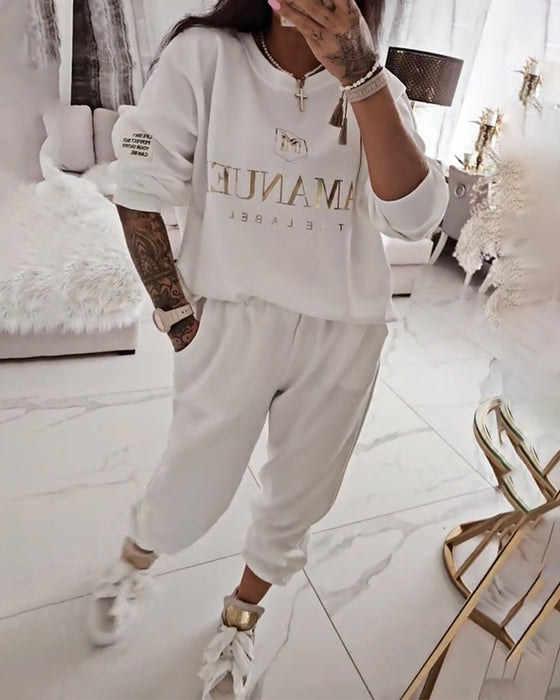 Set Sportief Casual Gedrukt Tweedelig