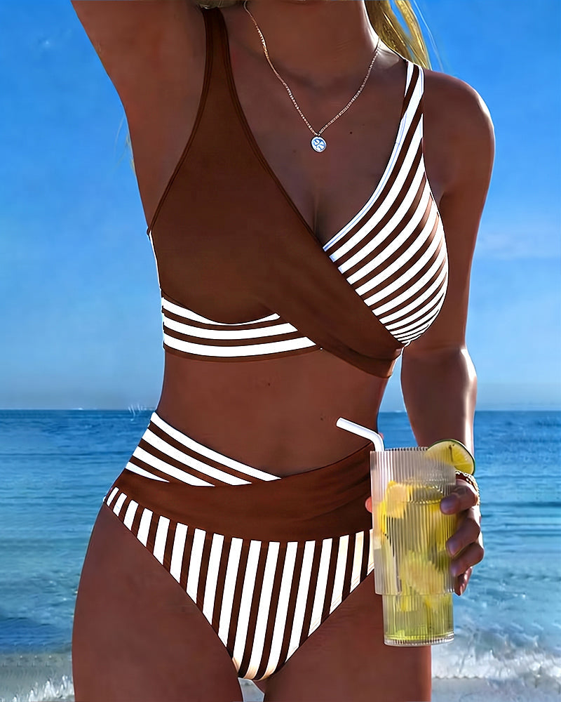 Bikini Gekruiste Strepen Bedrukt