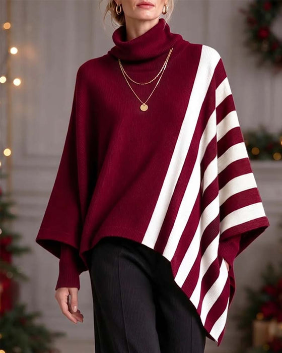 Pullover Onregelmatig Turtleneck Gestreept