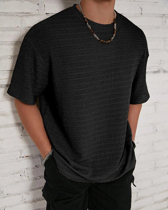 T-Shirt Heren Effen Kleur Ademend Korte Mouw