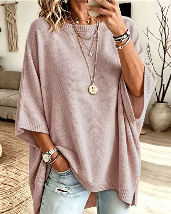 Pullover Losse Ronde Hals Effen