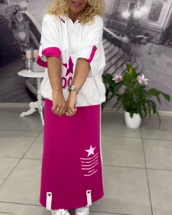 Set Met Capuchon Trekkoord Bedrukte Rok