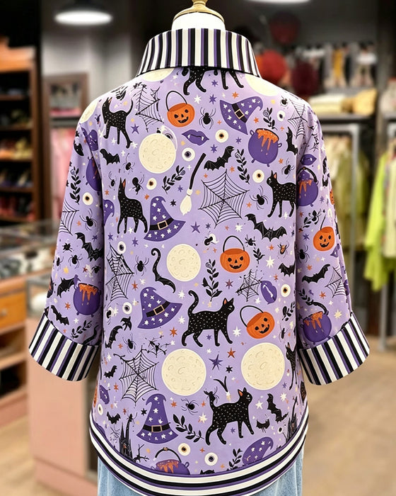 Blouse Reverse Knoop Streep Halloween