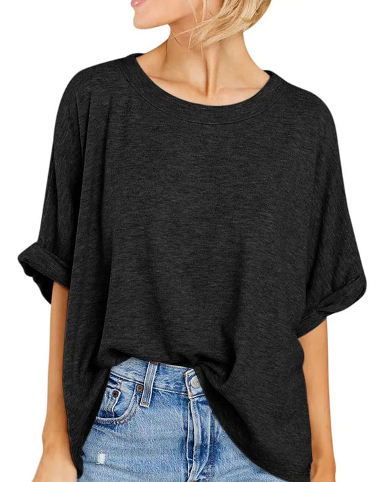 T-Shirt Drop Schouder Gerolde Zoom Korte Mouw