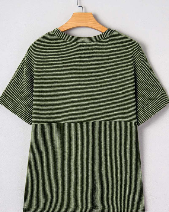 T-Shirt Gestreept Korte Mouw Ronde Hals