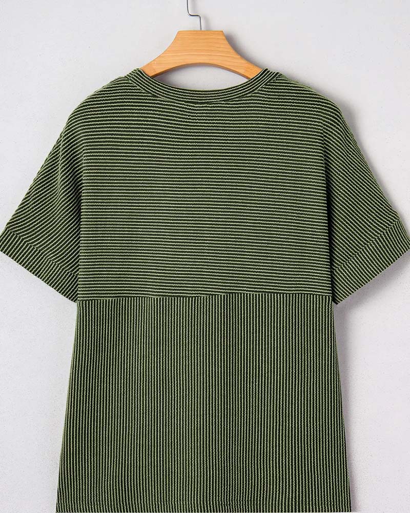 T-Shirt Gestreept Korte Mouw Ronde Hals