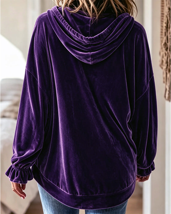 Hoodie Effen Kleur Lange Mouwen