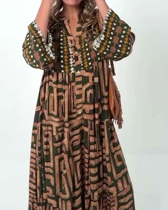 Jurk Etnische Geometrische Print