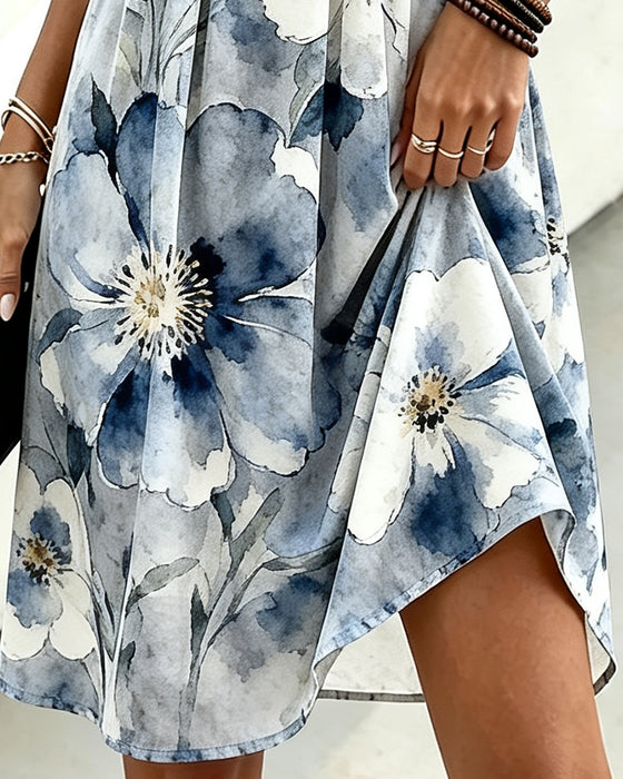 Jurk Ruffle Rand Tie-Dye Bloemig Taille
