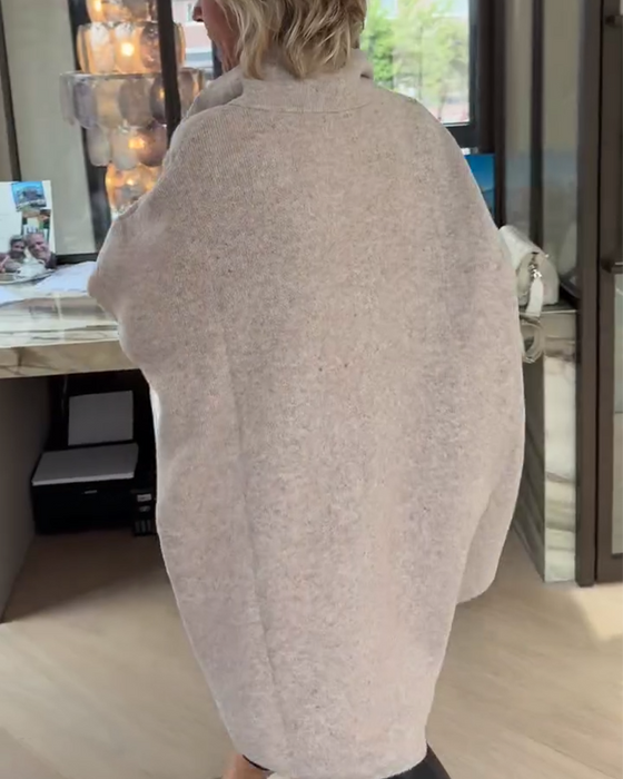 Pullover Opstaande Kraag Halve Rits Los