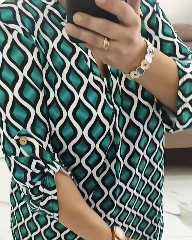 Shirt Gedrukt Geometrisch V-hals