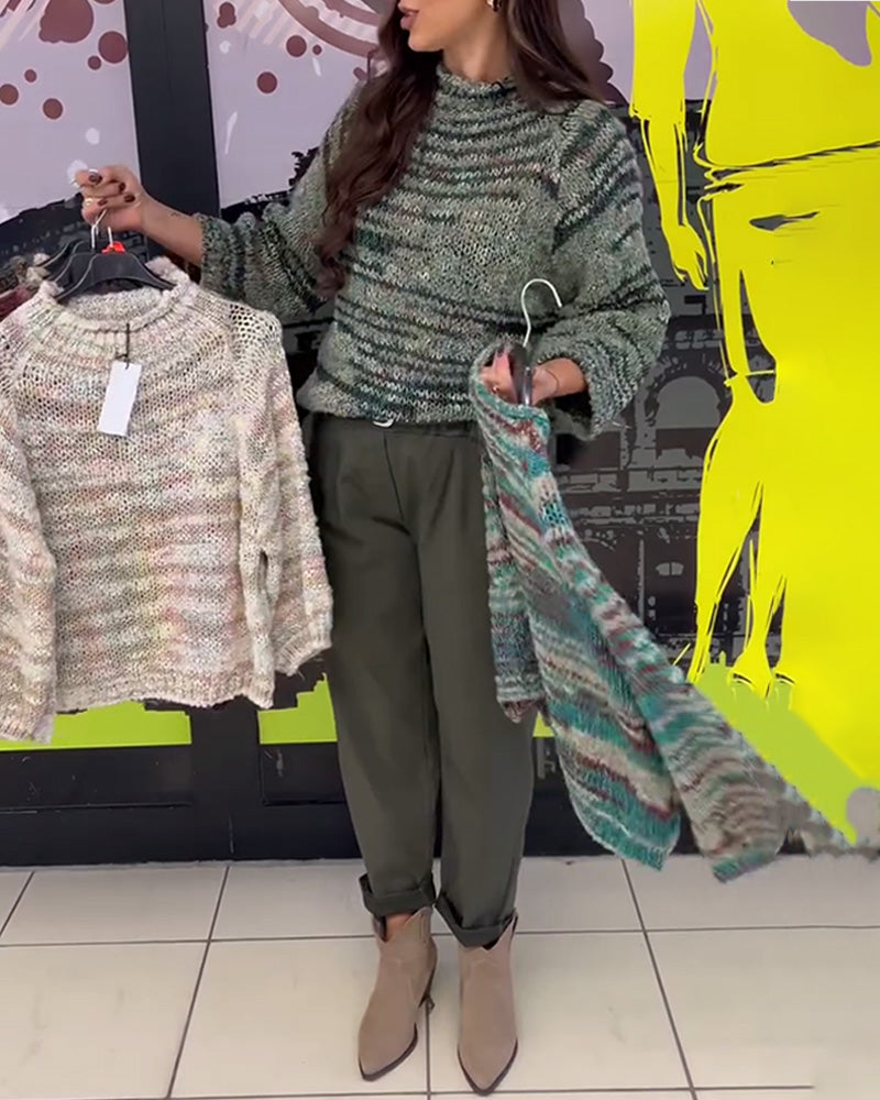 Retro Trui Met Driekwartsmouwen