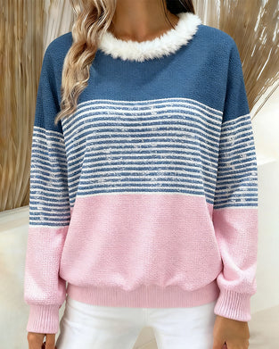 Gedrukte Sweatshirt Met Patchworkdetails En Ronde Hals