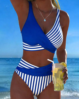 Bikini Gekruiste Strepen Bedrukt