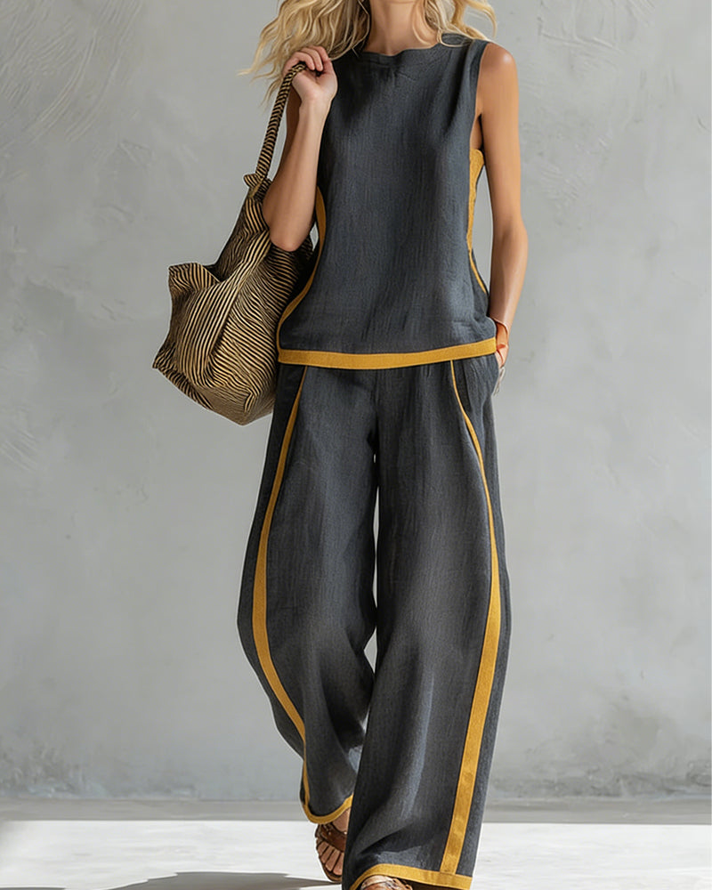 Tweedelig Set Mouwloos Casual Color-Block