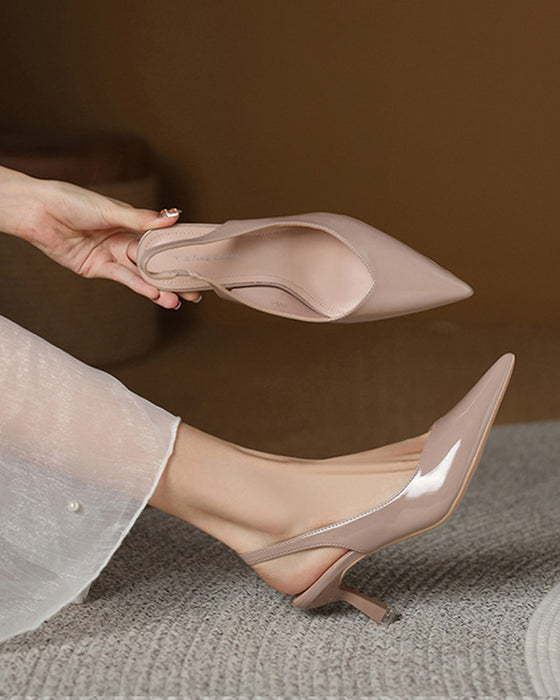 Hoge hakken met puntige neus in effen kleur