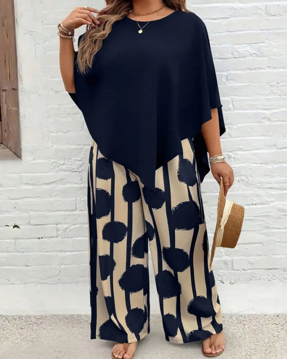 Set Capestijl Top En Bedrukte Wijde Broek