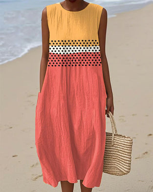 Jurk Stippen Ronde Hals Mouwloos