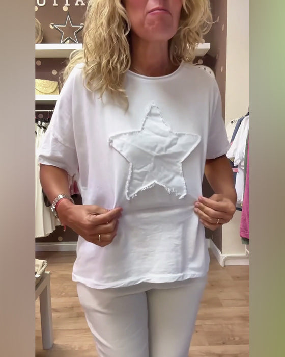 T-shirt casual losse ronde hals