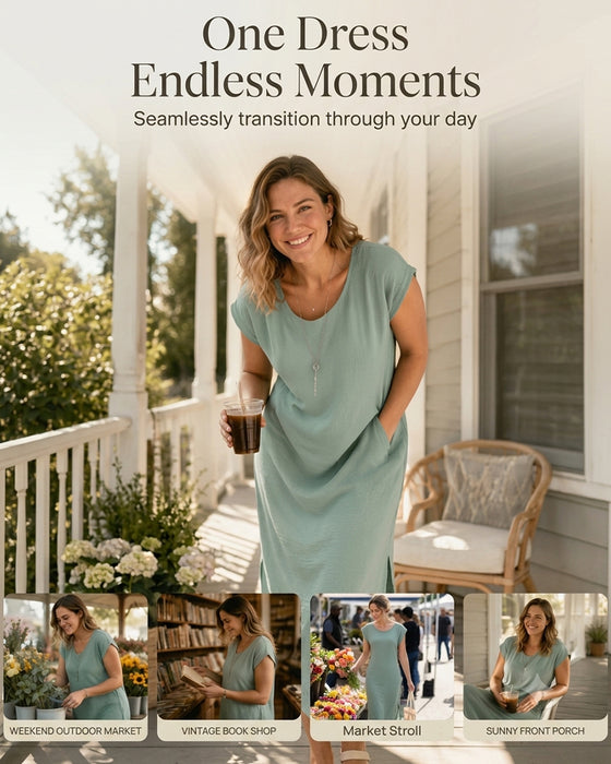 Jurk Midi Lengte Split Los