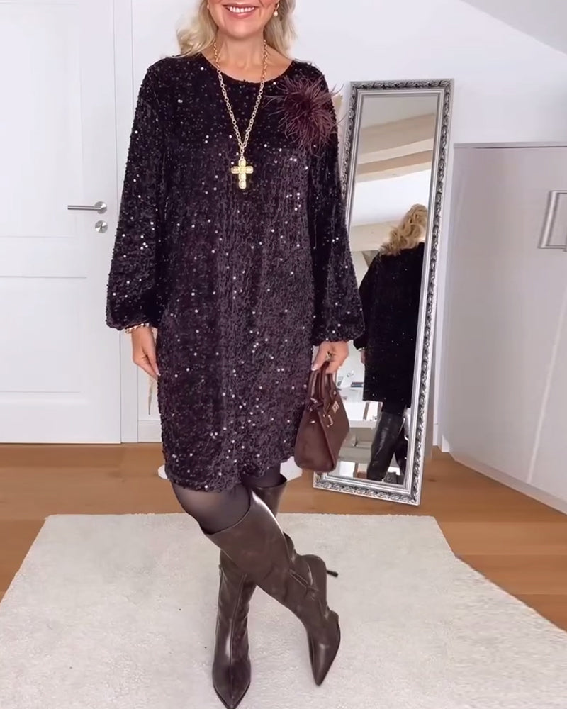 Lantaarnmouwen Losse Met Pailletten Jurk