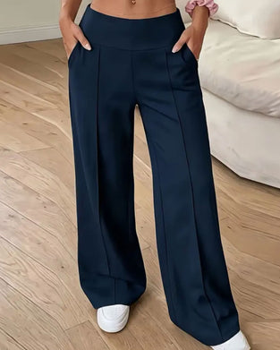 Broek Hoge Taille Zak Wijd Pijp Lang