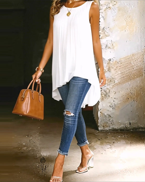 Blouse Mouwloos Geplooid Onregelmatig