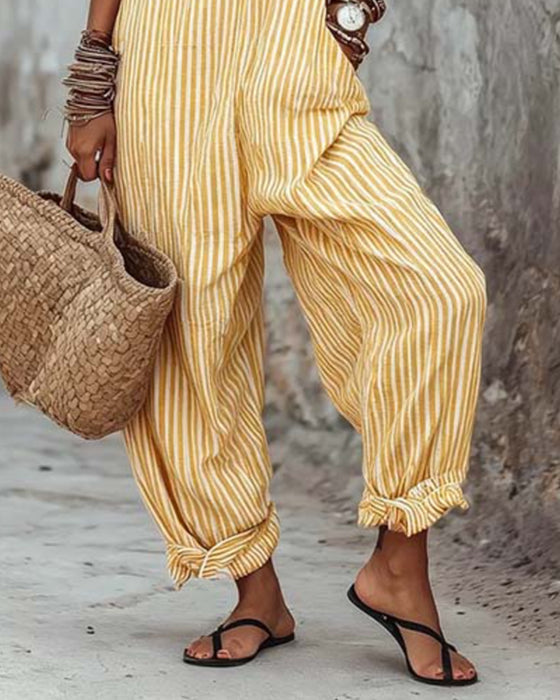 Jumpsuit Brede Band Gestreepte Overalls