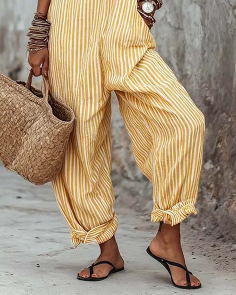 Jumpsuit Brede Band Gestreepte Overalls