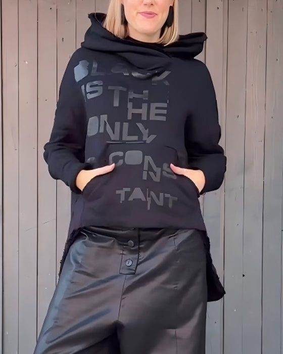 Hoodie Letter Print Los Lange Mouw Pullover