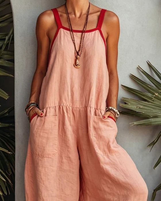 Kleurblokkerde Jumpsuit Met Zakken