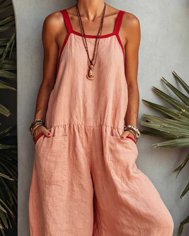 Kleurblokkerde Jumpsuit Met Zakken