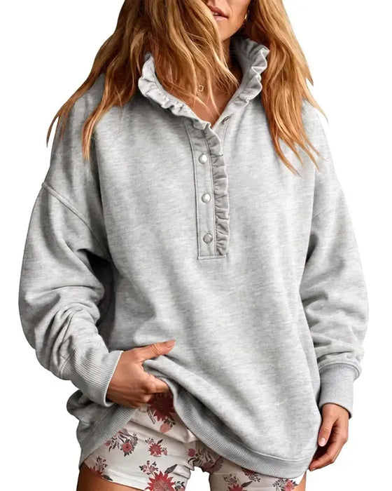 Sweatshirt Gerimpeld Geknoopt Lange Mouw Loose