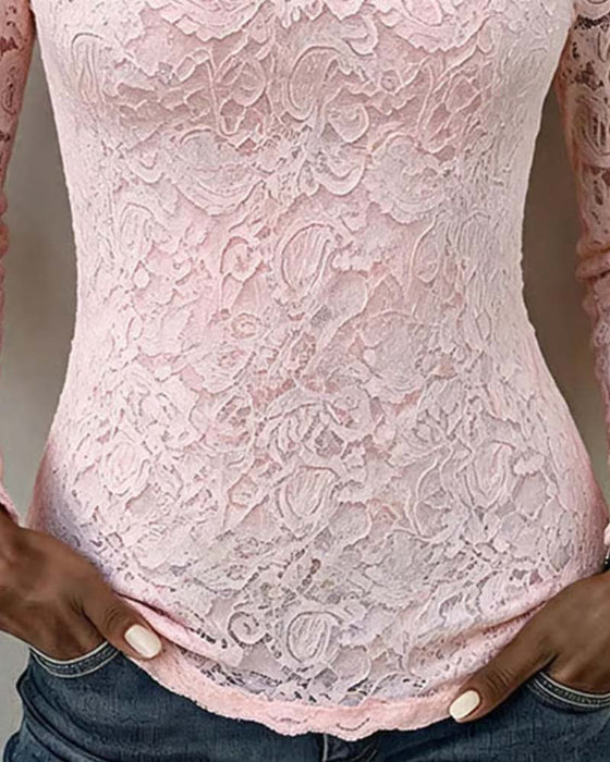 Blouse Vierkante Hals Kant Patchwork