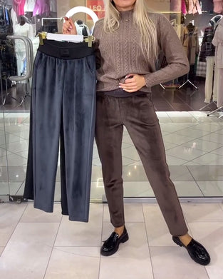Eenvoudige effenkleurige warme en comfortabele broek