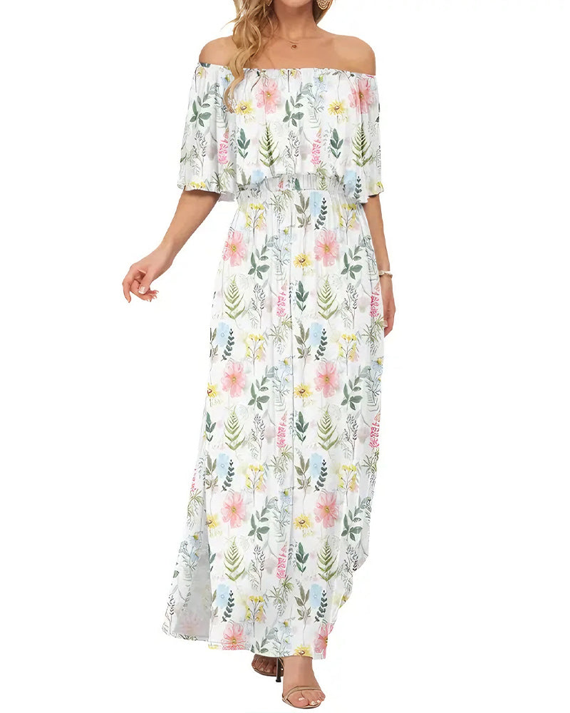 Jurk Elegant Inktwasbehandeling Bloemen Maxi