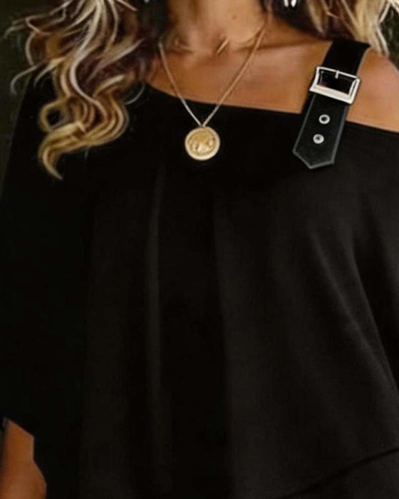 Blouse Asymmetrisch Een-Schouder Casual