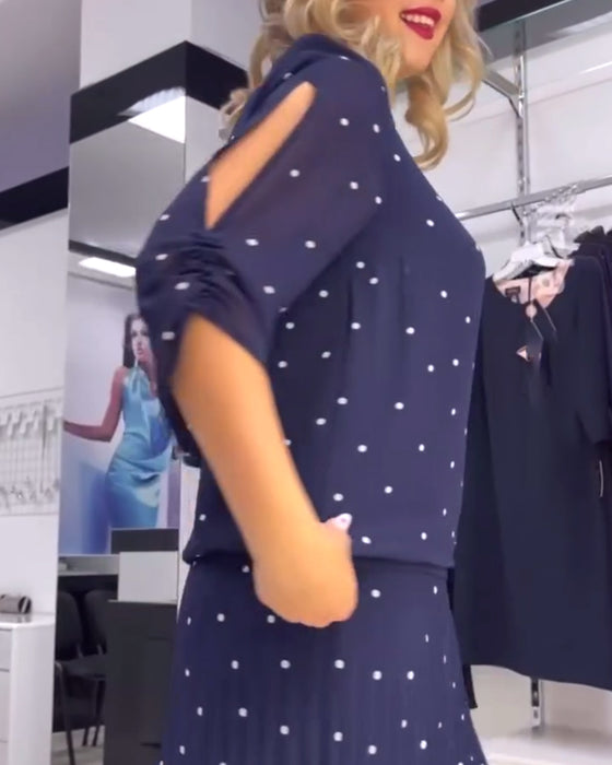 Casual jurk met ronde hals en stippen