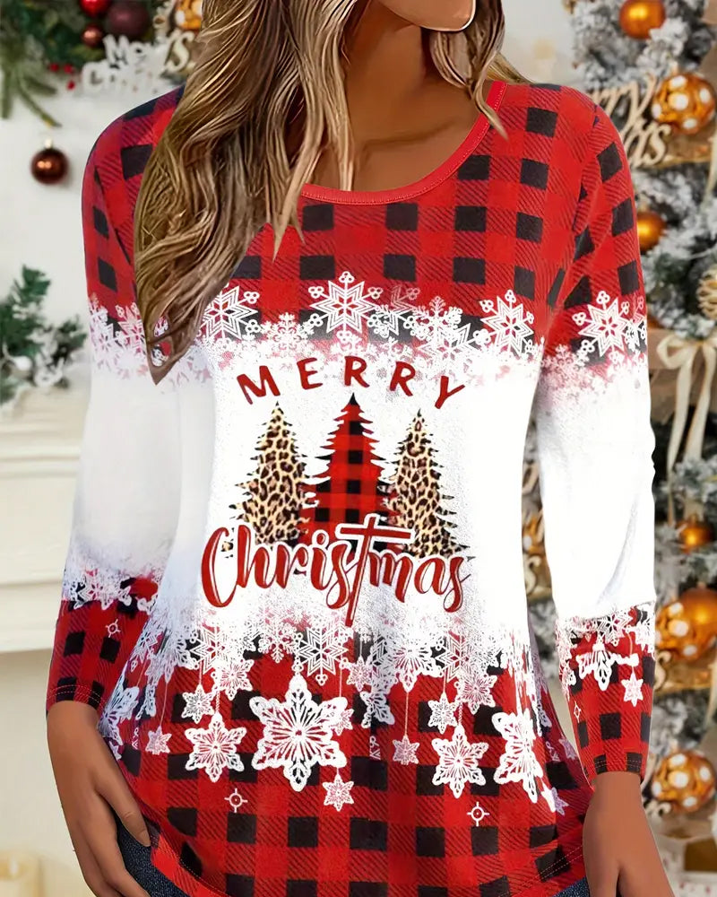 Top Met Geruite Kerstprint