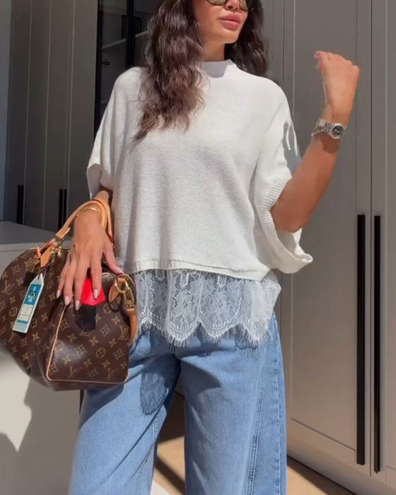 Pullover Rondhals Casual Effen