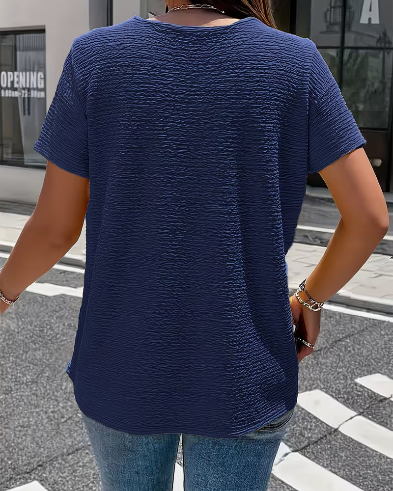 T-shirt Peter Pan Kraag Drie Knopen