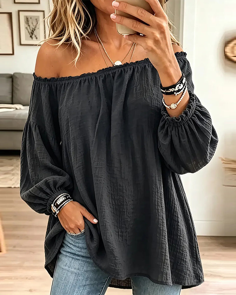 Top Off-Shoulder Los Effen Kleur