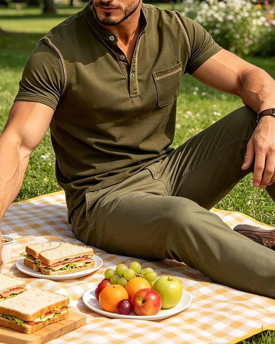Overhemd Heren Henry Casual Effen