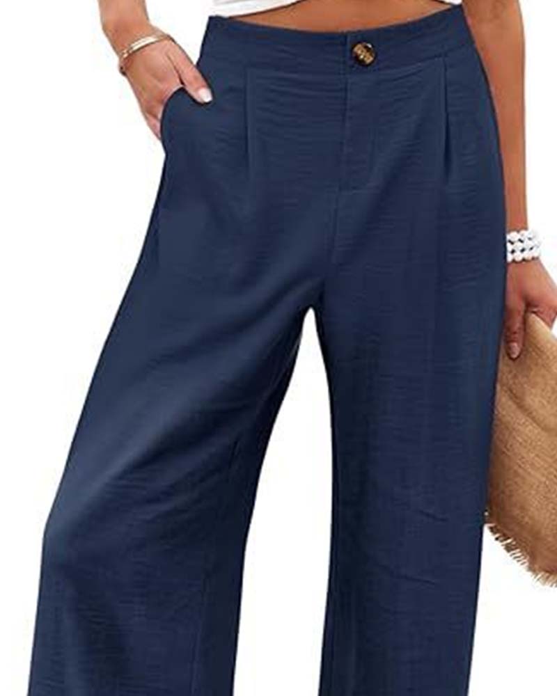 Broek Knoop Elastische Taille Wijd