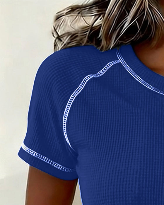 T-Shirt Weefsel Wafel Henley