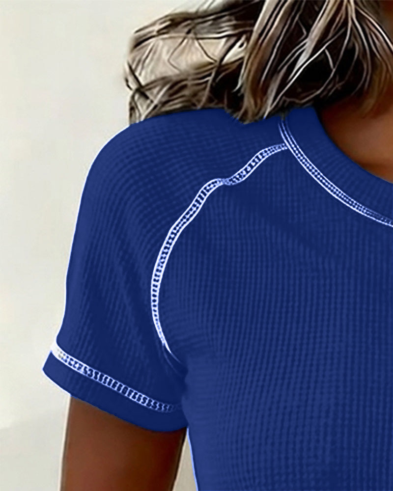 T-Shirt Weefsel Wafel Henley