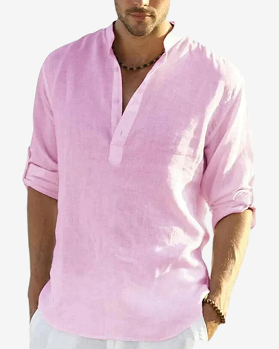 Herenoverhemd van katoen en linnen